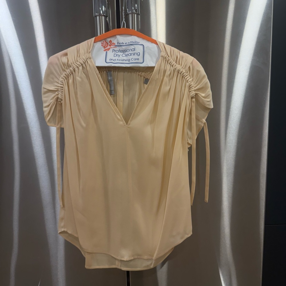 Vince Cream Blouse with Gathered Sleeves